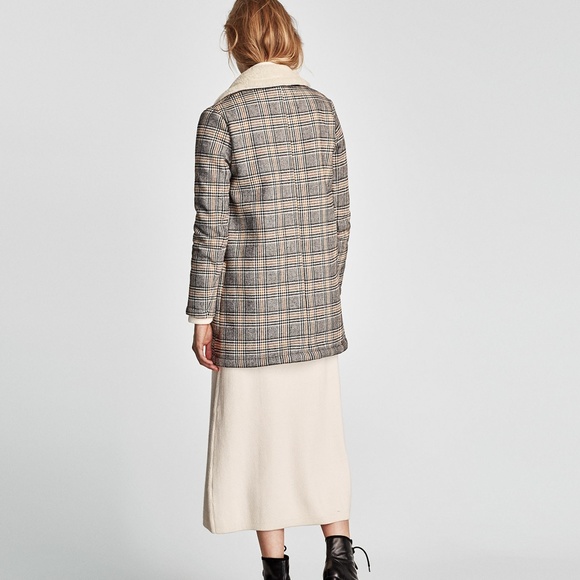 NWOT Zara cotton blend Texure Checked Coat - Picture 3 of 5